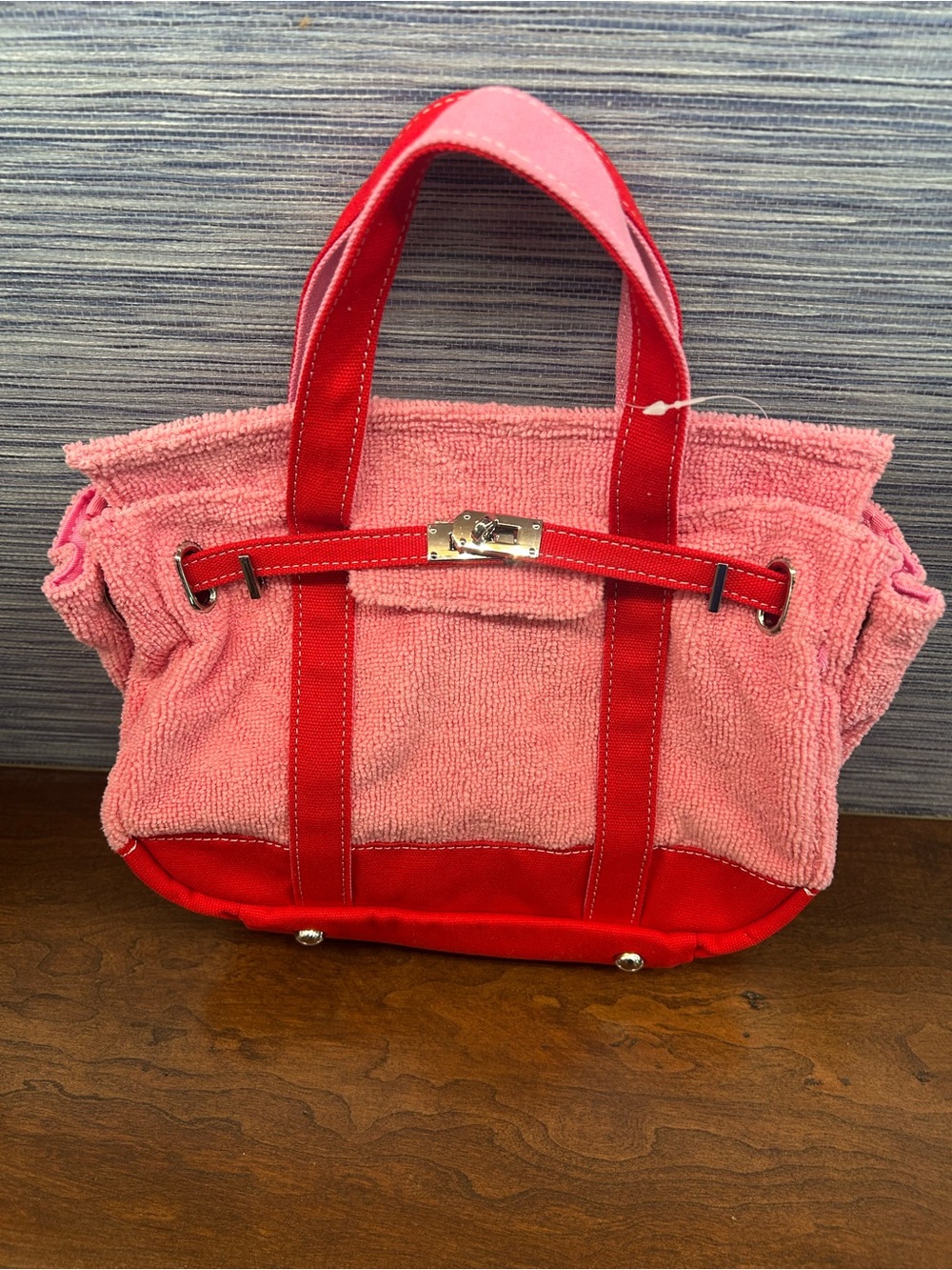 NWT Sunwin Terry Red trim pink tote bag boating mini viral